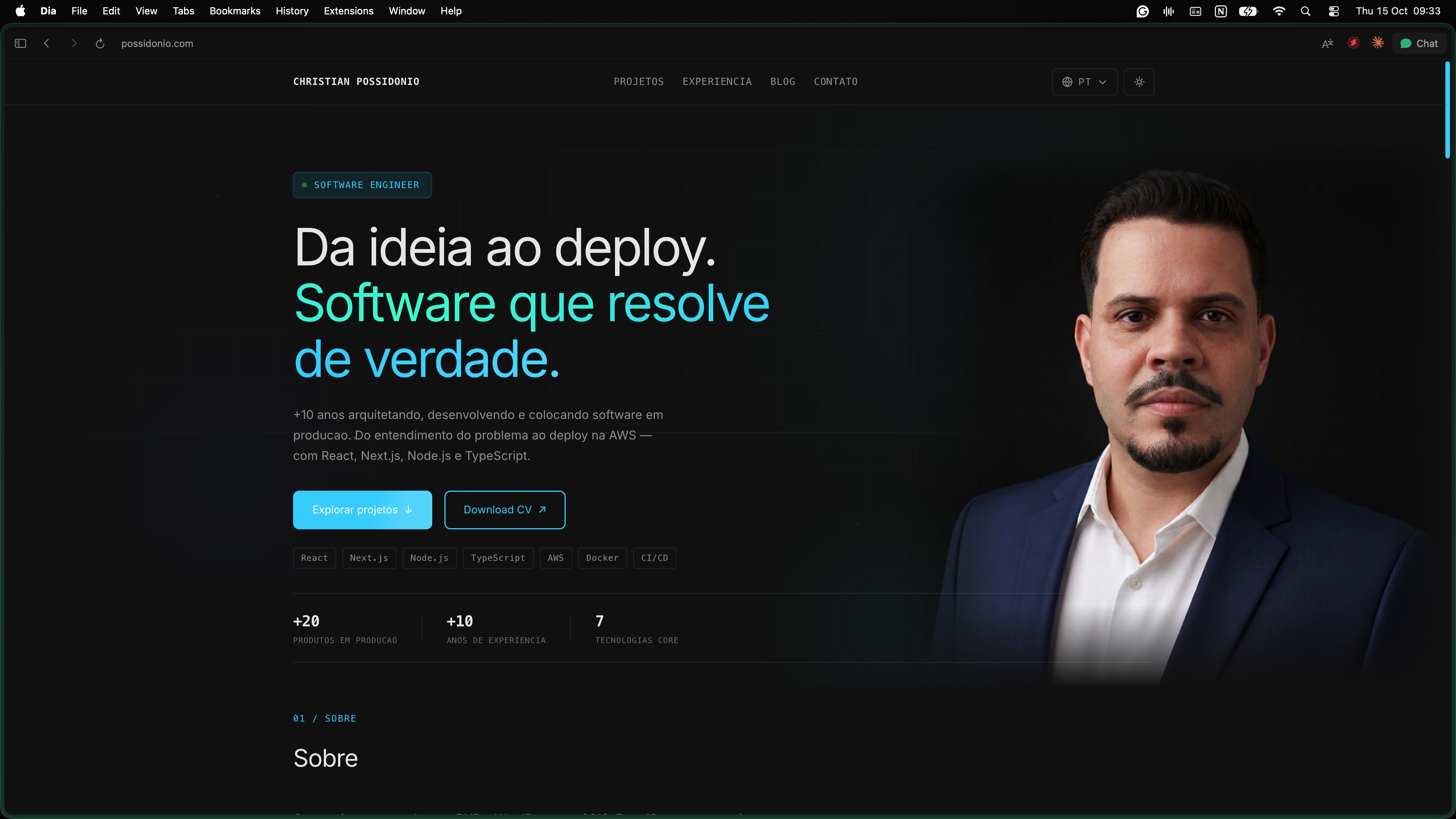 Screenshot completo do projeto Possidonio